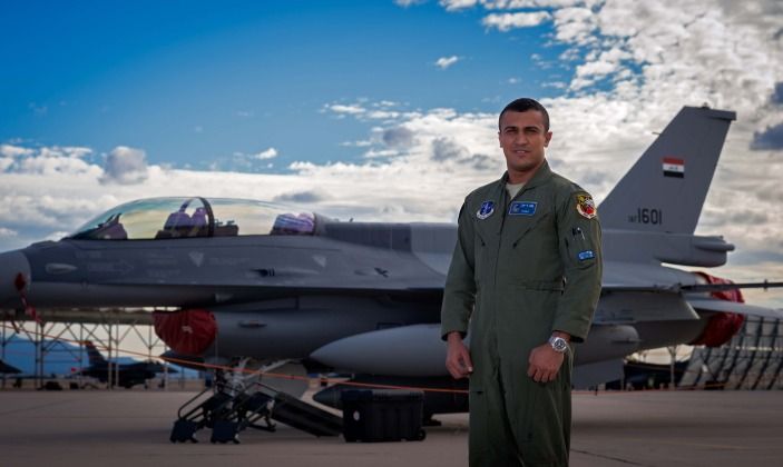 Iraqi Pilot with F-16IQ Fighter