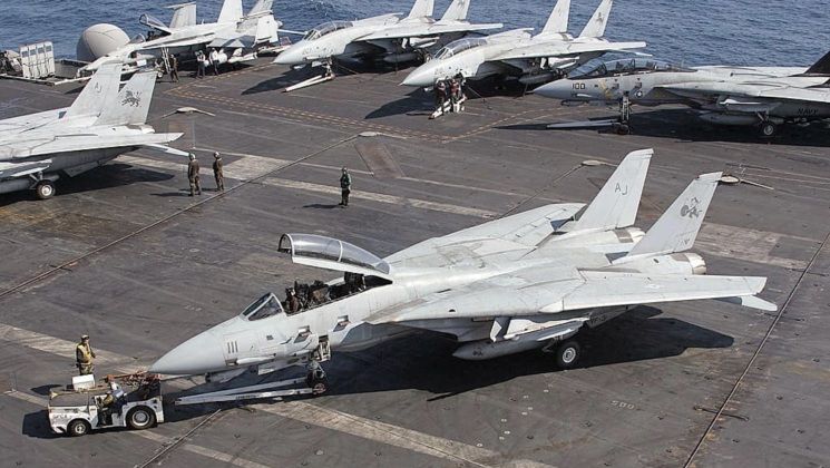 U.S. Navy F-14 Fighters on Carrier Deck