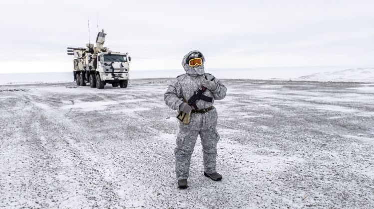 Russian Arctic Soldier with Pantsir Air Defence System 