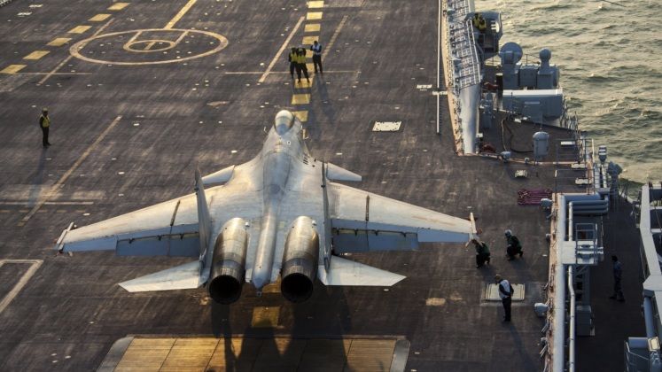 Chinese J-15 Flying Shark Fighter on Carrier Liaoning