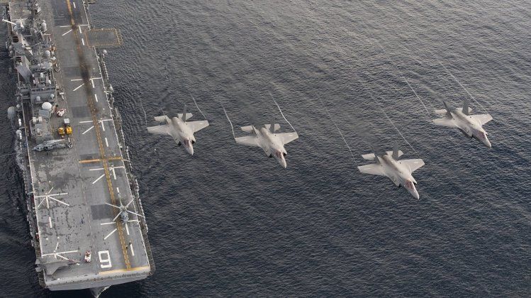 U.S. Navy America Class Assault Carrier with F-35B Stealth Fighters