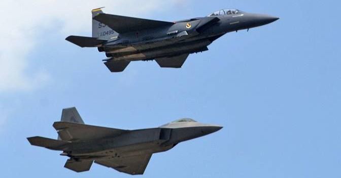 F-15 Eagle (top) and F-22 Raptor 