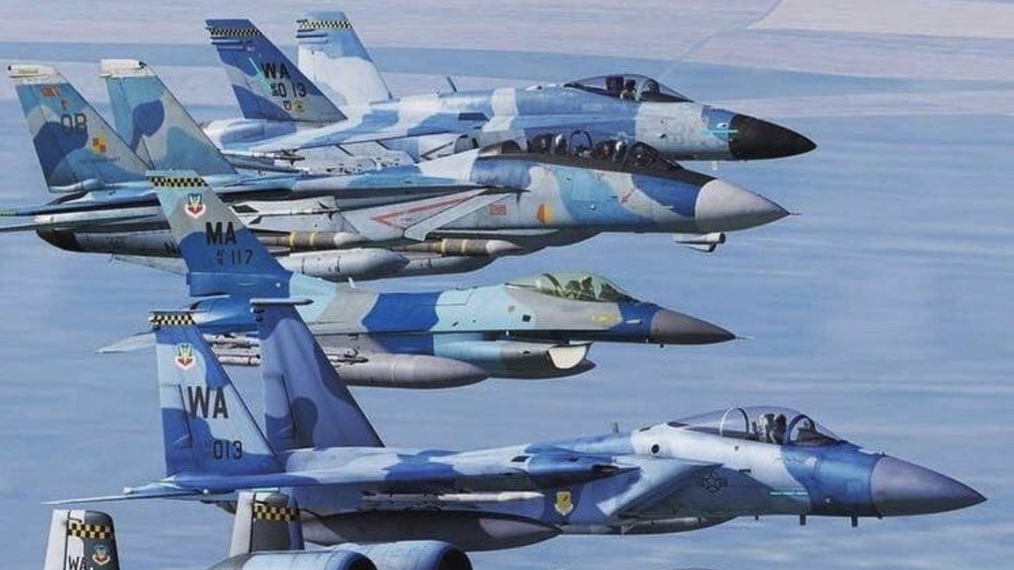 (front to back) F-15, F-16, F-14 and F-18 Fourth Generation Fighters