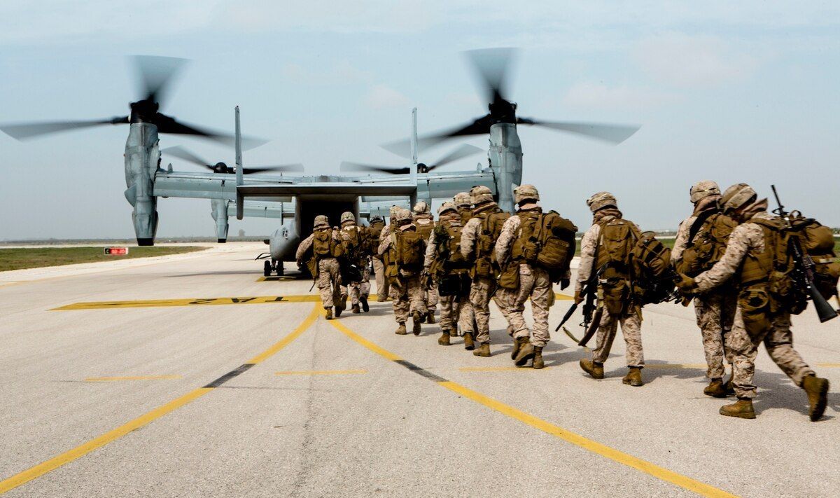 U.S. Marines Embark on V-22 Osprey