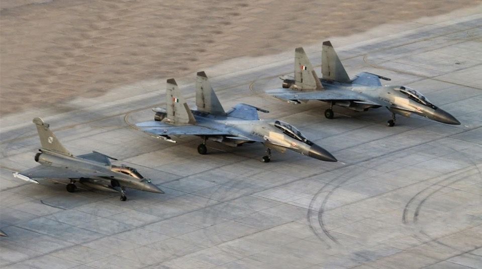 Rafale Medium Fighter (left) and Su-30MKI Heavyweight Fighters