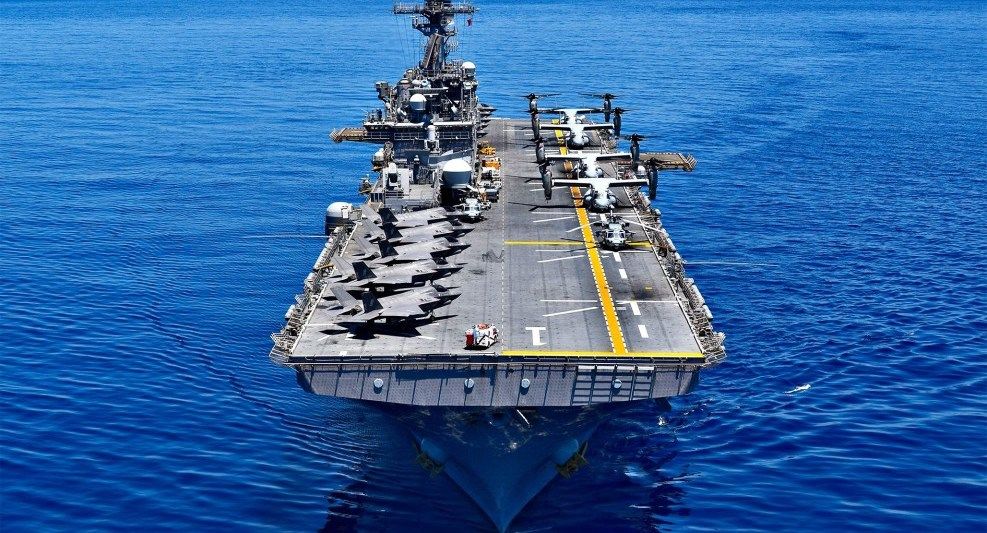 U.S. Navy Wasp Class Carrier with F-35B Stealth Fighters 