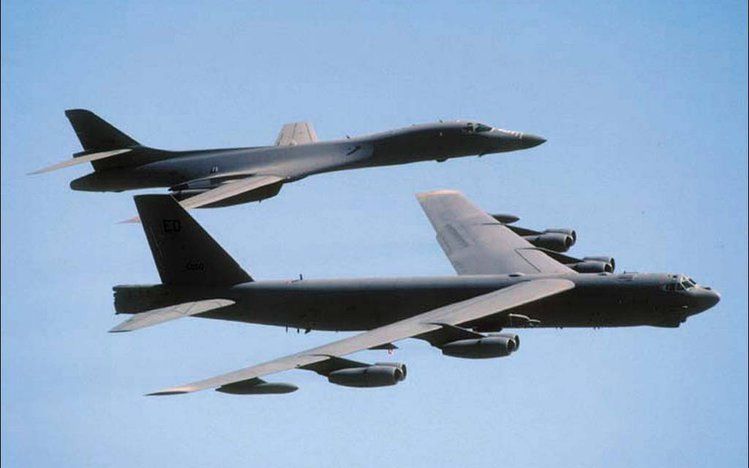 B-52H (front) and B-1B Heavy Bombers 