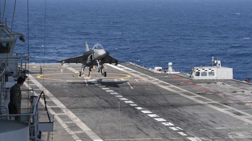 Tejas Fighter Lands on Carrier INS Vikramaditya 