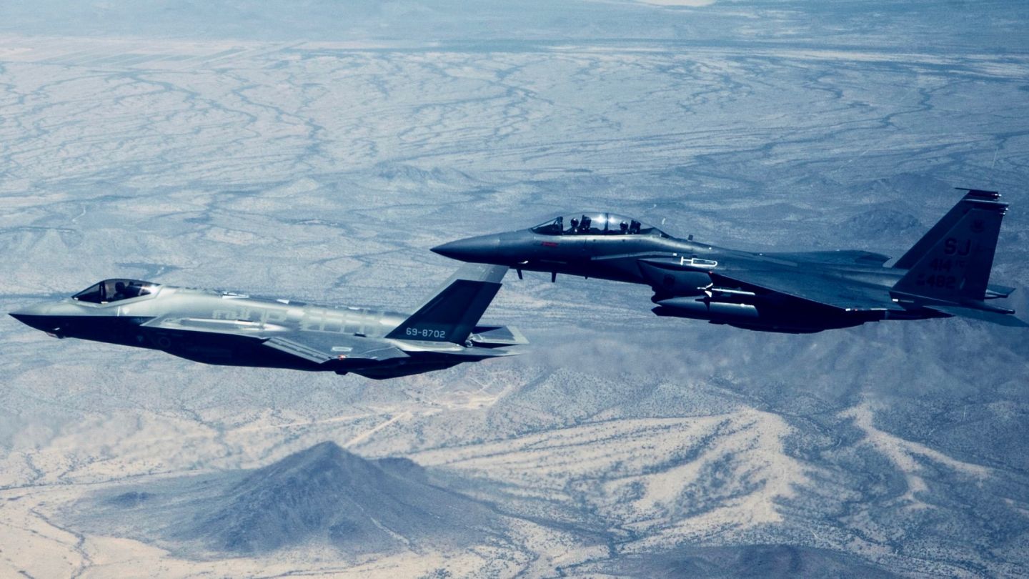 F-35 Multirole Stealth Fighter and F-15E Strike Fighter