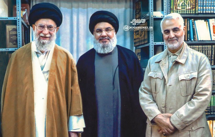 General Qasem Soleimani with Hezbollah Leader Hassan Nasrallah and Iranian Supreme Leader Ali Khamenei