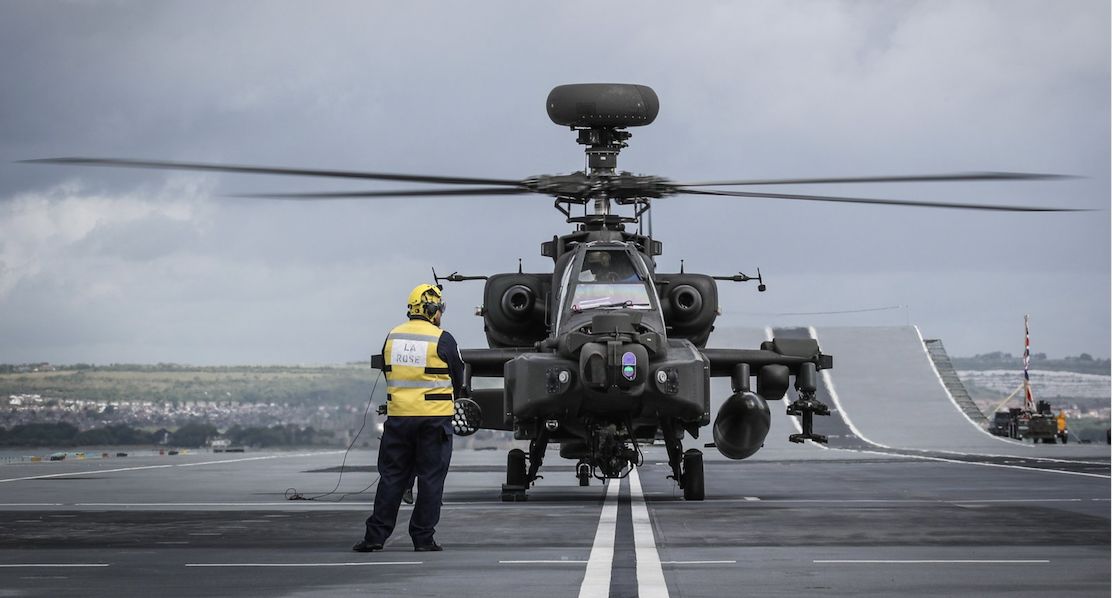 Apache Attack Helicopter on British Carrier HMS Queen Elizabeth