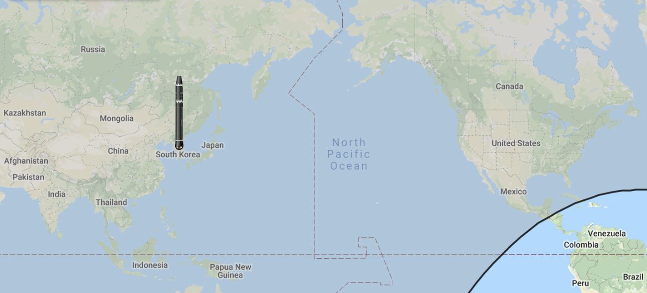 Range of Hwasong-15 ICBM