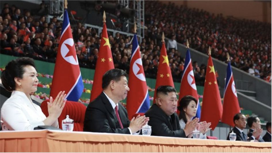 Chinese Premier Xi Jinping and North Korean Leader Kim Jong Un Attend Performance in Rungrado 1st of May Stadium
