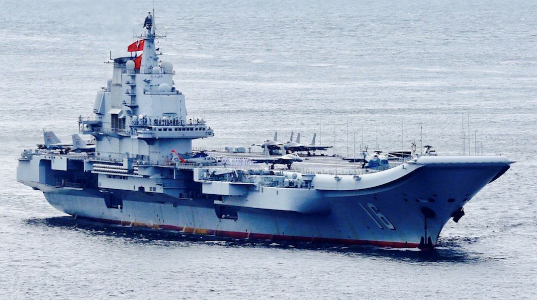 Chinese Carrier Liaoning with J-15 Fighters