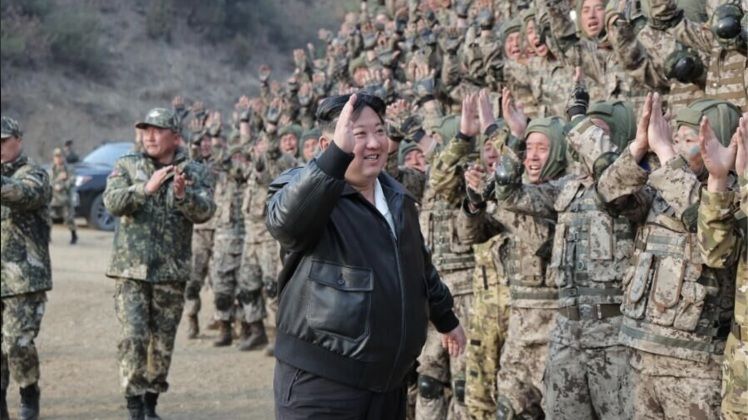 Chairman Kim Jong Un Greets North Korean Paratroopers