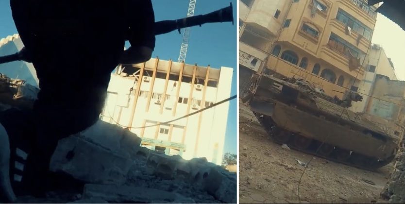 Palestinian Militiaman Stalks Israeli Armour in Gaza Strip