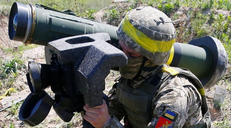 Ukrainian Serviceman with American Javelin Anti-Tank Missile 