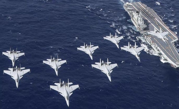 J-15 Combat Jets Operating From the Carrier Liaoning