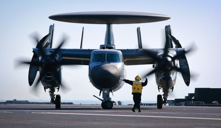 Chinese KJ-600 AEW&C System on the Deck of the Supercarrier Fujian