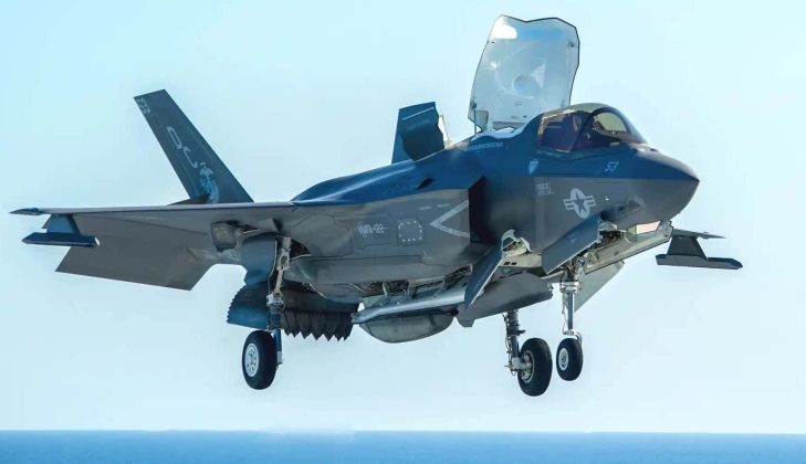 U.S. Marine Corps F-35B Fighter Performs Vertical Landing