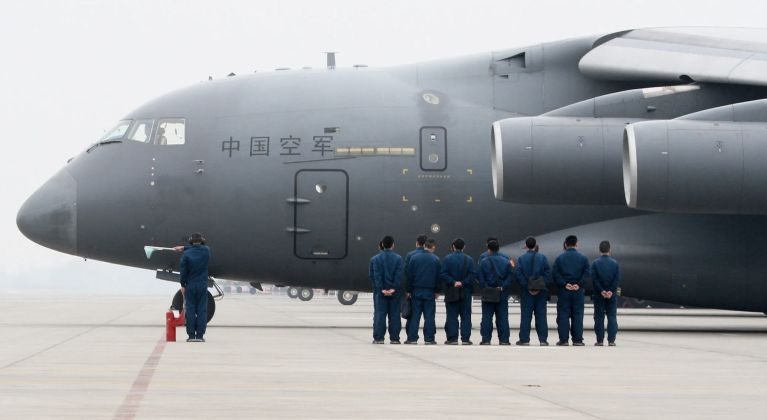 Chinese PLA Air Force Personnel with Y-20 Transport