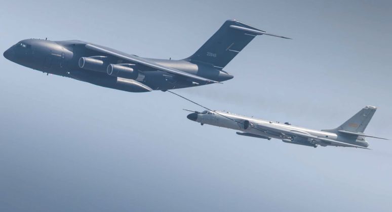 YY-20 Aerial Tanker Refuels H-6 Strategic Bomber