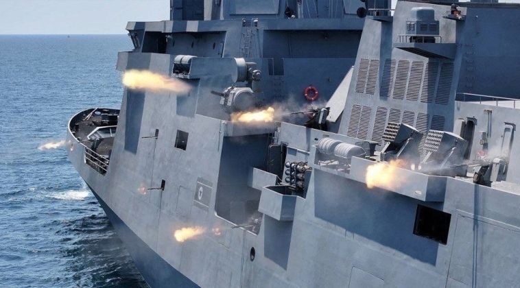 Destroyer Kang Kon Uses Close-in Weapons Systems During Live Fire Exercises