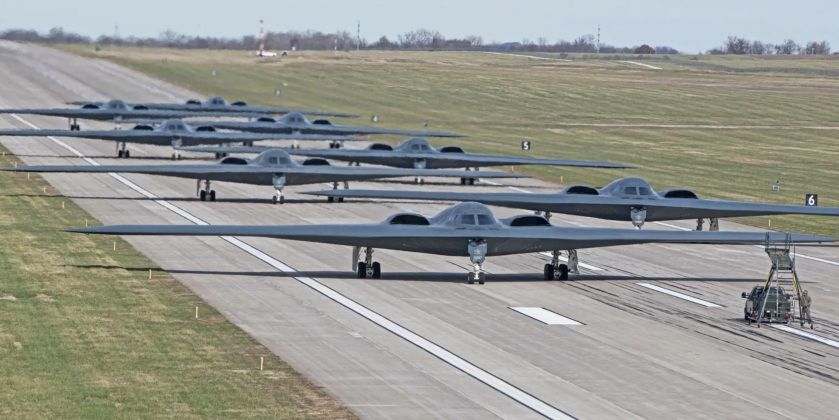 B-2 Bombers on Runway at Whiteman Air Force Base