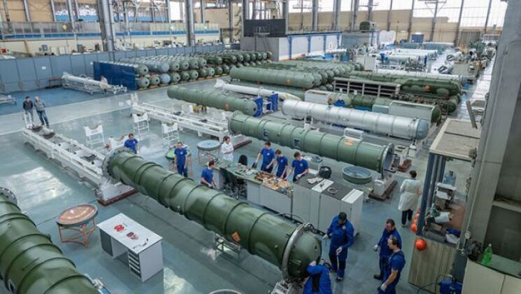 Loading of Missiles From S-400 System Into Canisters at Production Facility 
