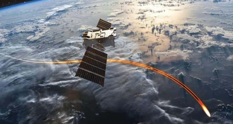 Space to Atmosphere Missile Launch Artwork - A Primary Goal of U.S. Reusable Rocket Programs is to Place Missiles in Orbit Cost Effectively