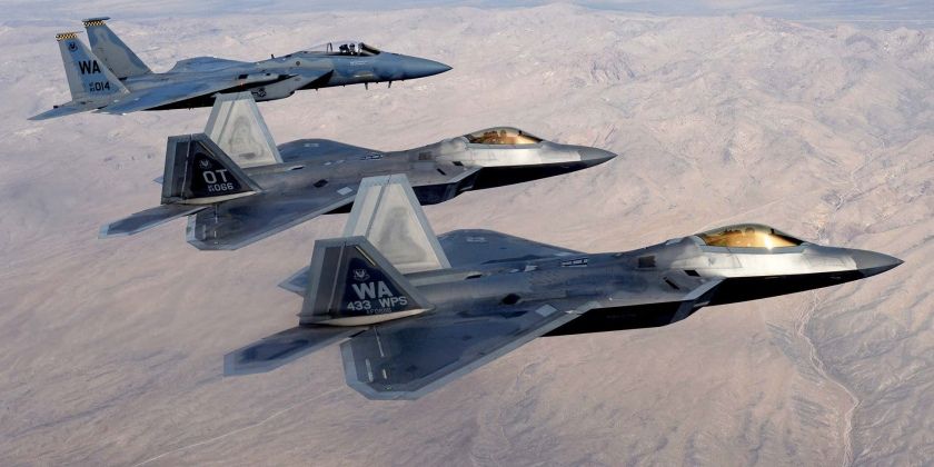 F-15 Led By Two F-22s