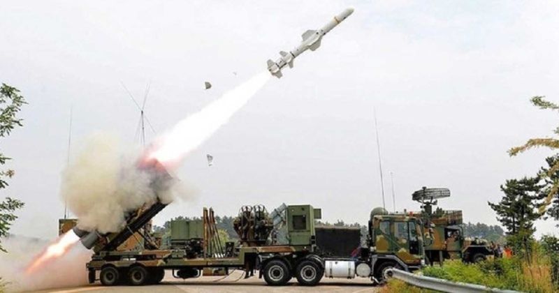 Missile Launch From Harpoon Coastal Defense System
