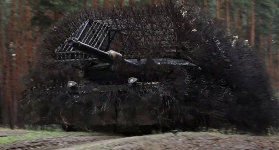 Ukrainian Army Australian-Supplied Abrams Tank with Camoflage and Extra Armour