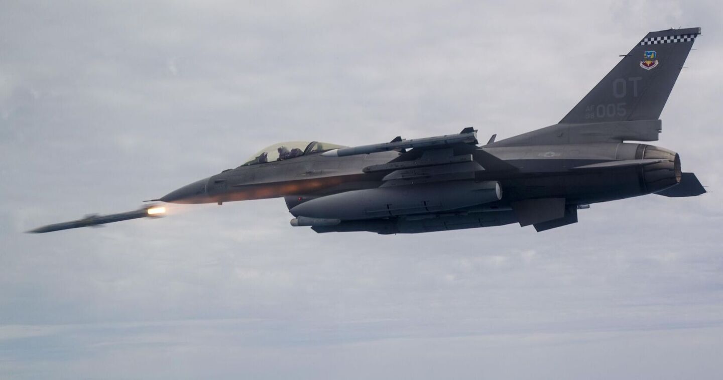 F-16 Fires AIM-120 Air-to-Air Missile