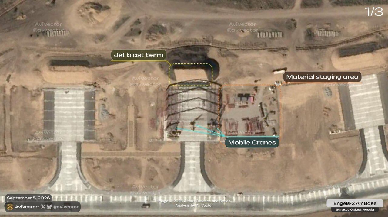 Satellite Footage of Hangar Construction at Engels-2 Air Base