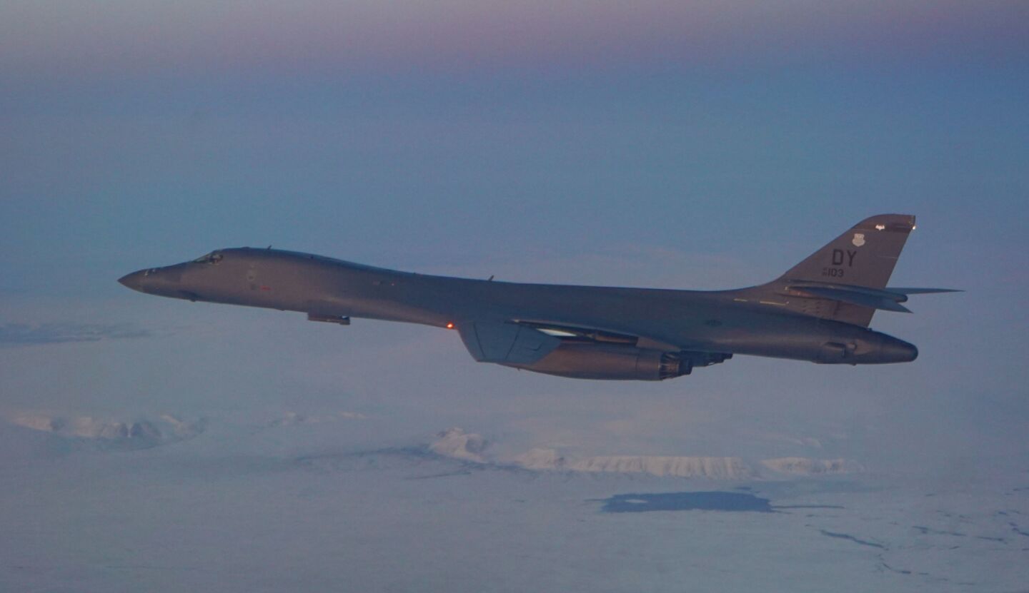 U.S. Air Force B-1B Strategic Bomber Flies in the Arctic Circle During Deployment to Norway