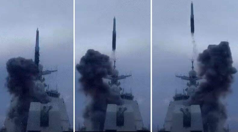 Cold Launch of YJ-20 Hypersonic Ballistic Missile from Type 052D Class Destroyer